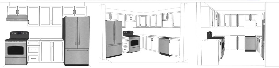 Kitchen Configurations - Straight, L-Shape, and U-Shape layouts